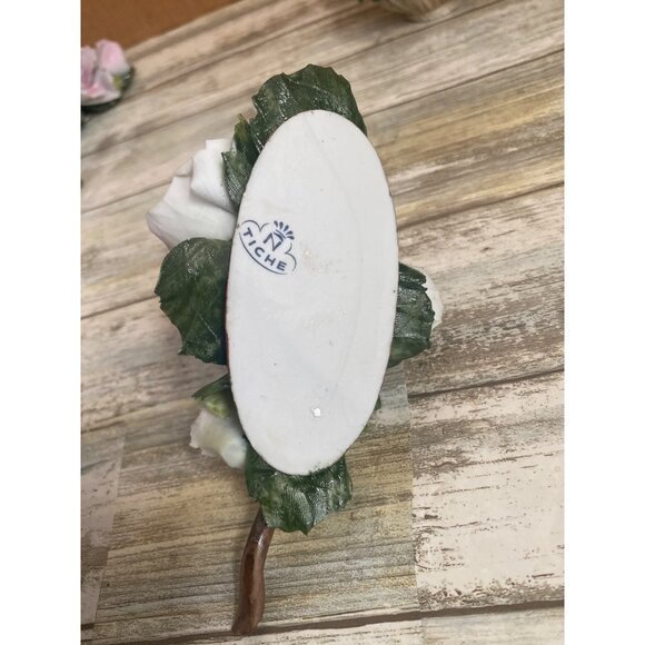 Vintage Capodimonte Tiche Porcelain Flower Figurines Lot of 5 Roses Basket - Picture 13 of 16